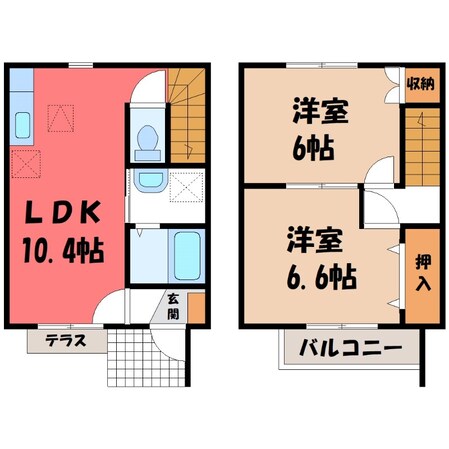 合戦場駅 徒歩13分 1-2階の物件間取画像